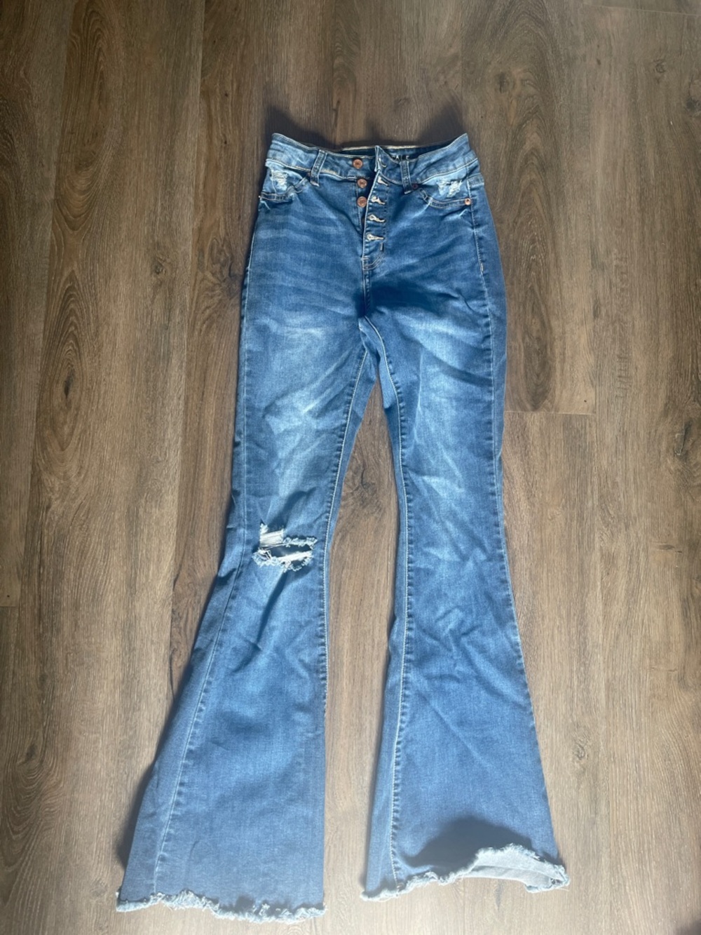 Aeropostale Medium Blue Distressed Flare Jeans